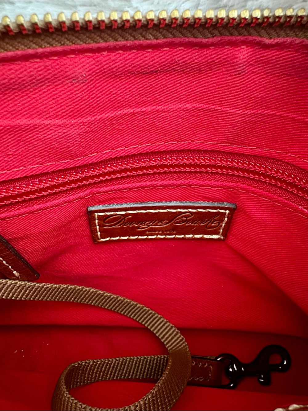 Dooney & Bourke Grey Pebbled Leather Crossbody with Rust Trim - Picture 3 of 3